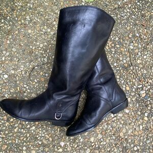 Vintage 1980’s 1990’s Aigner black flat equestrian riding boots 7
